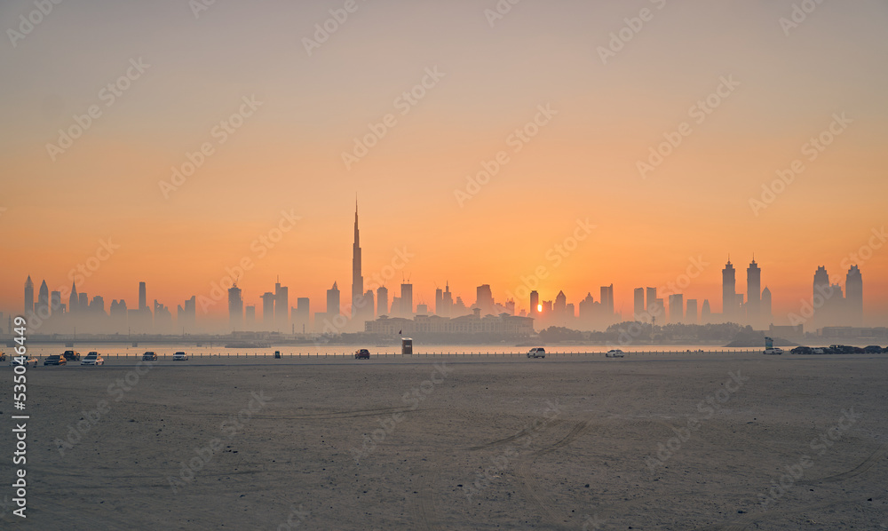 Dubai skyline during sunrise