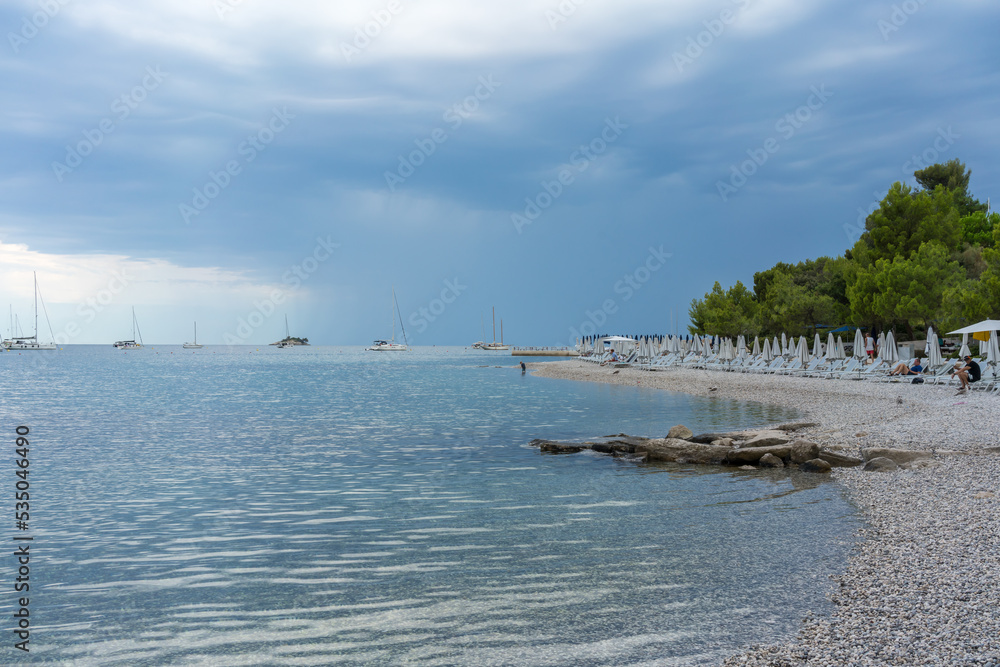 Seascape of Rovinj at a cloudy day in summer