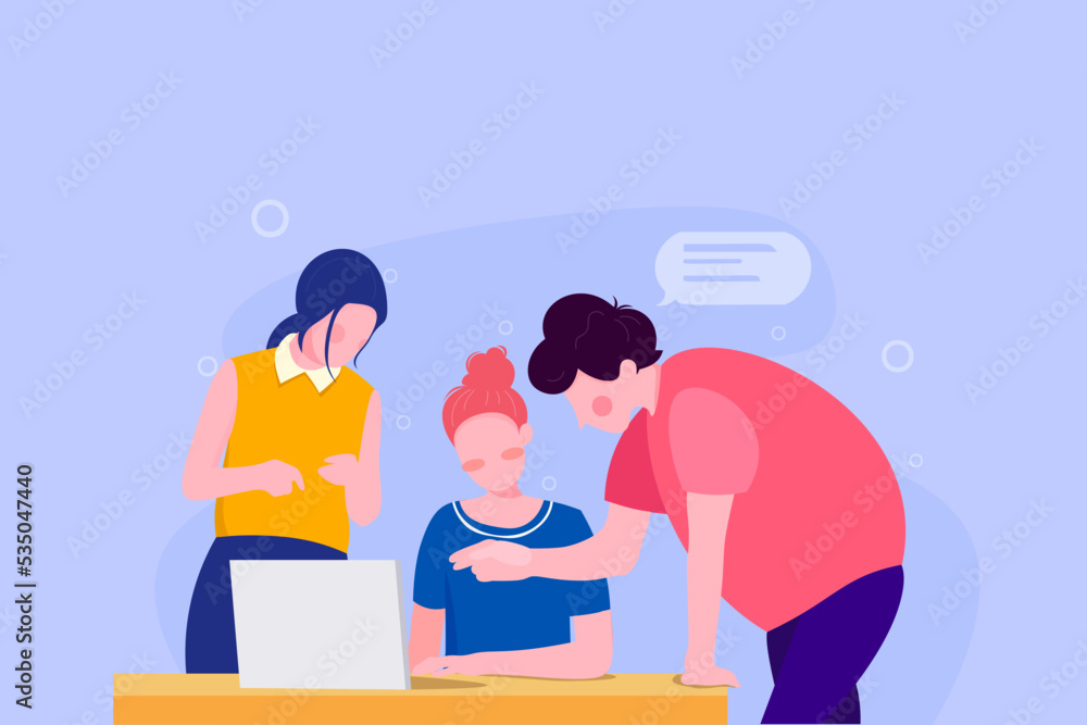Fototapeta premium Business Women Office Promotional Minimalist Flat Illustration