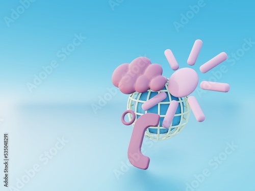 3d illustration showing weather icon in the pink and blue color