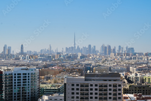 aerial view of Dubai suburbs and downtown skyline