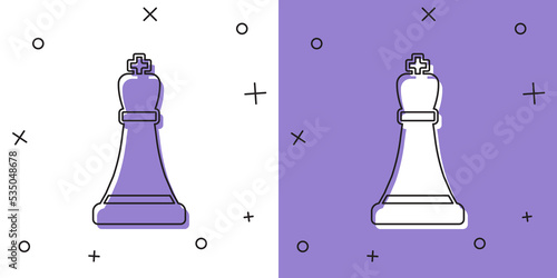 Set Chess icon isolated on white and purple background. Business strategy. Game, management, finance. Vector