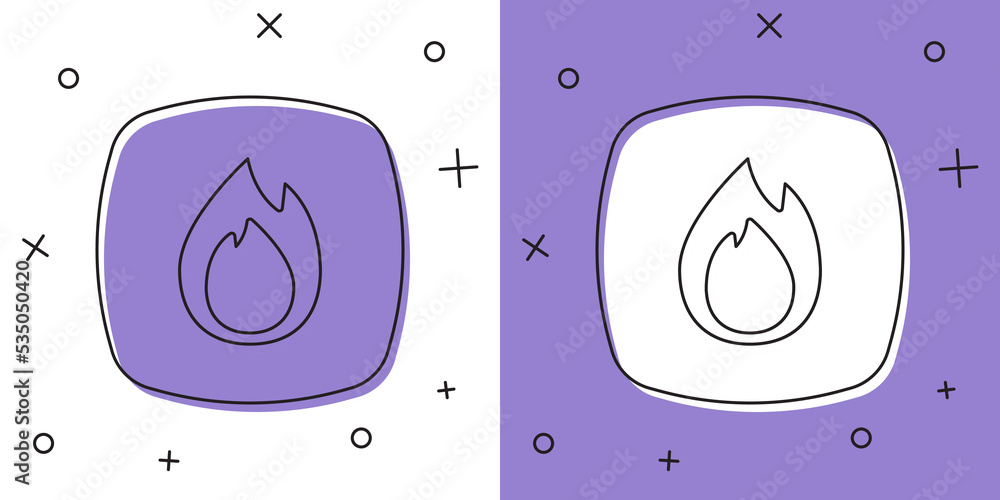 Set Fire flame icon isolated on white and purple background. Vector Set Fire flame icon isolated on white and purple background. Vector