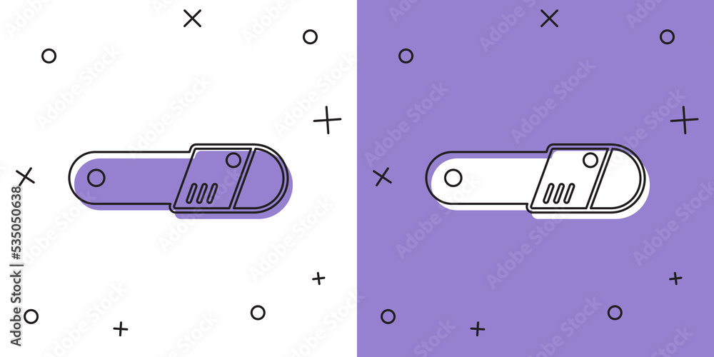 Set Chainsaw icon isolated on white and purple background. Vector Set Chainsaw icon isolated on white and purple background. Vector