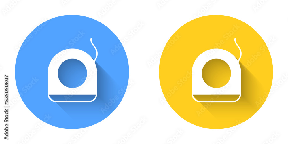 White Dental floss icon isolated with long shadow background. Circle button. Vector White Dental floss icon isolated with long shadow background. Circle button. Vector