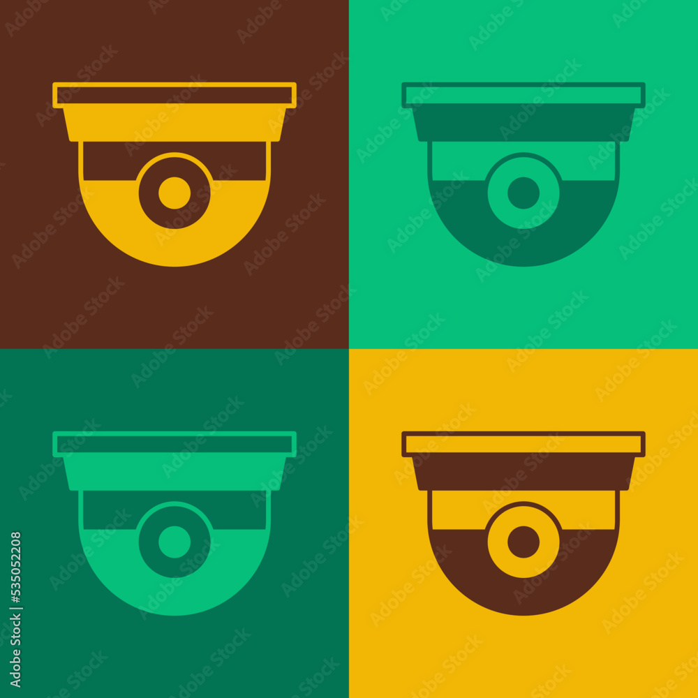 Pop art Security camera icon isolated on color background. Vector Pop art Security camera icon isolated on color background. Vector