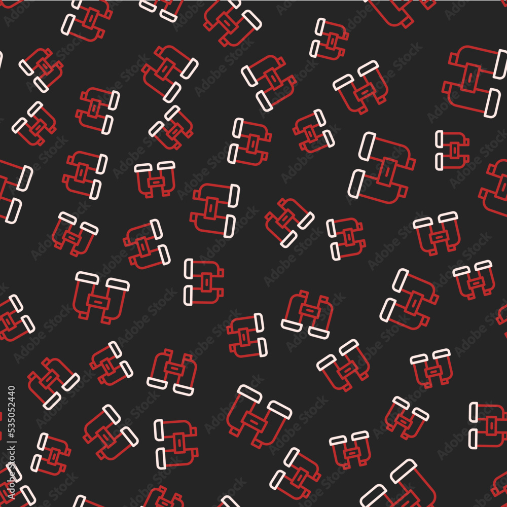 Line Binoculars icon isolated seamless pattern on black background. Find software sign. Spy equipment symbol. Vector Line Binoculars icon isolated seamless pattern on black background. Find software sign. Spy equipment symbol. Vector