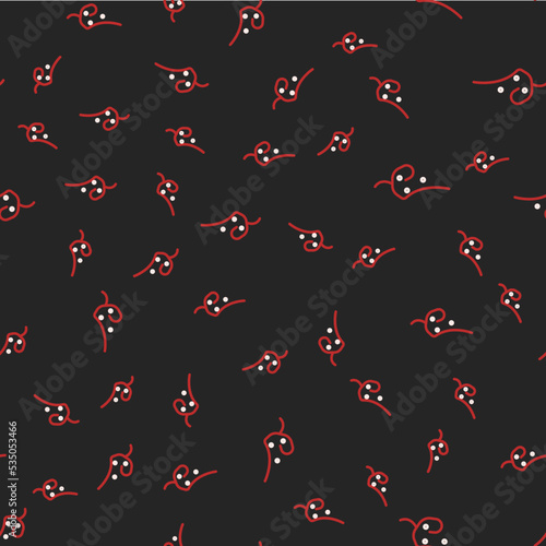 Line Acne icon isolated seamless pattern on black background. Inflamed pimple on the skin. The sebum in the clogged pore promotes the growth of a bacteria. Vector