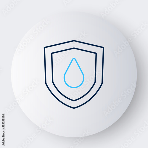 Line Oil drop on shield icon isolated on white background. Colorful outline concept. Vector