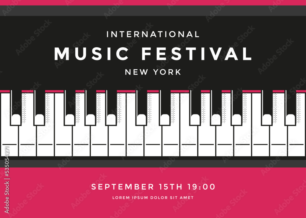 Samolepka Music festival poster design with piano keys
