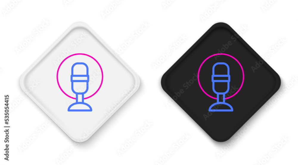Line Microphone icon isolated on white background. On air radio mic microphone. Speaker sign. Colorful outline concept. Vector Line Microphone icon isolated on white background. On air radio mic microphone. Speaker sign. Colorful outline concept. Vector