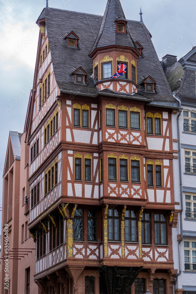 Typical German house, in the central square of Frankfurt.