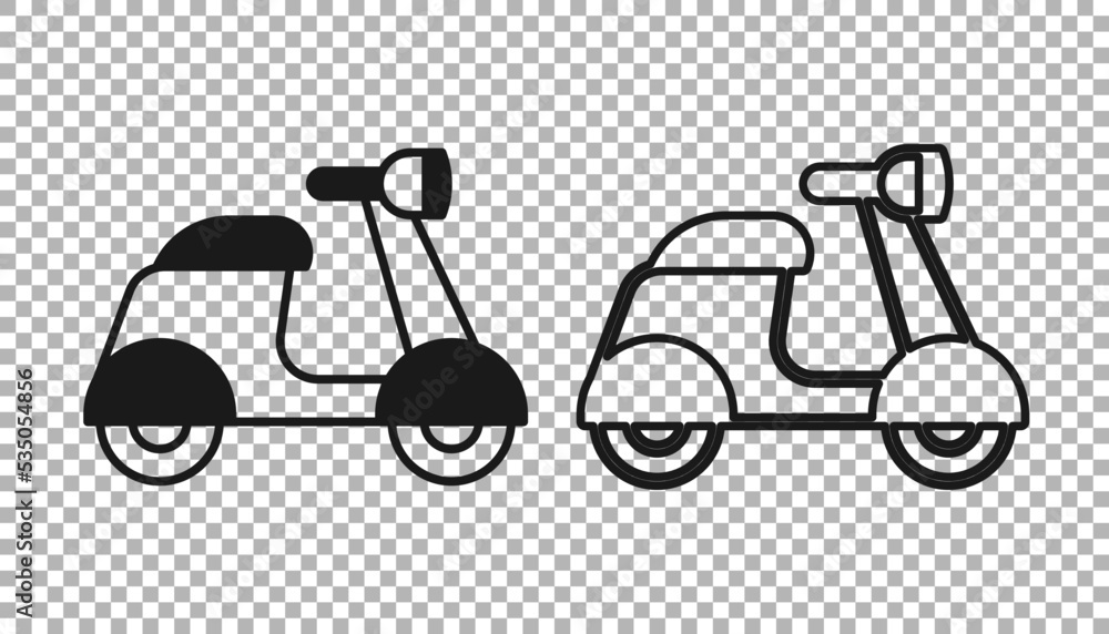 Black Scooter icon isolated on transparent background. Vector Black Scooter icon isolated on transparent background. Vector