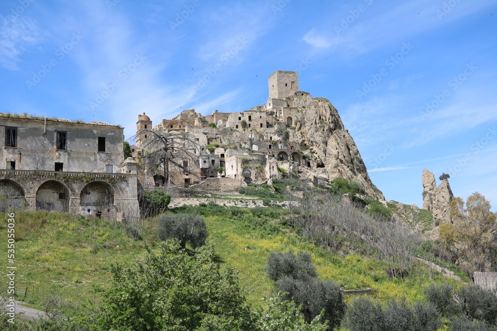 View to Craco in Spring, Italy