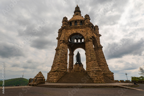 The Emperor William Monument ("Kaiser-Wilhelm-Denkmal"), an important landmark and national monument near the town of Porta Westfalica, North Rhine-Westphalia, Germany