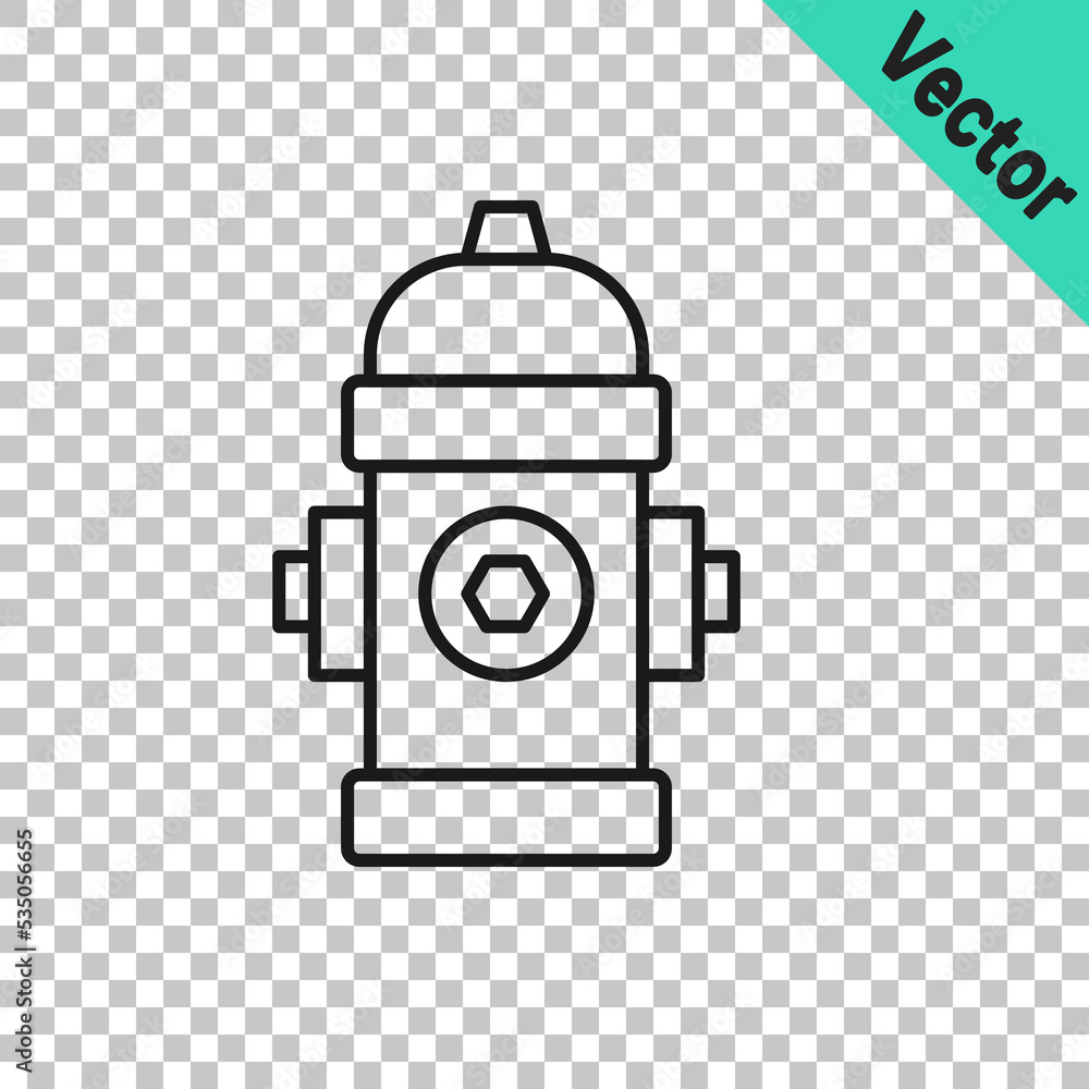 Black line Fire hydrant icon isolated on transparent background. Vector Black line Fire hydrant icon isolated on transparent background. Vector