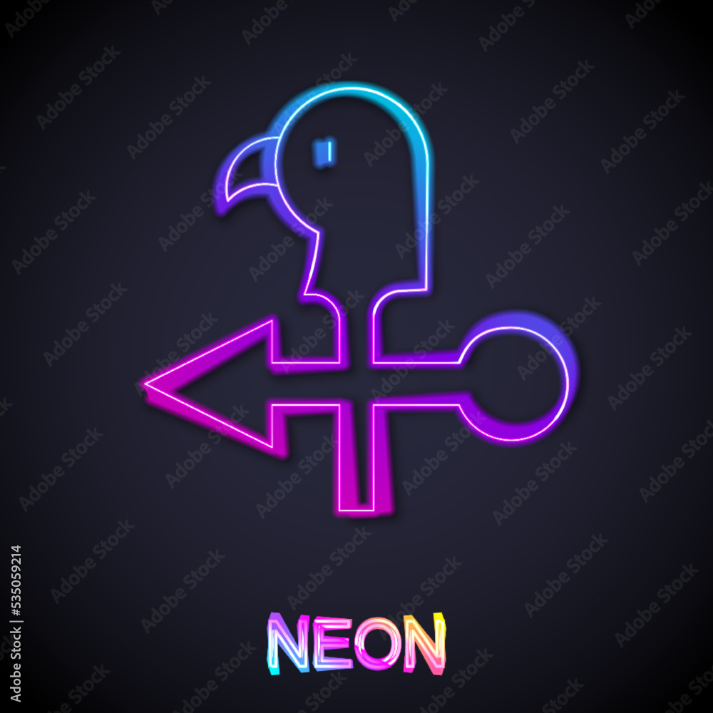 Glowing neon line Rooster weather vane icon isolated on black background. Weathercock sign. Windvane rooster. Vector Glowing neon line Rooster weather vane icon isolated on black background. Weathercock sign. Windvane rooster. Vector