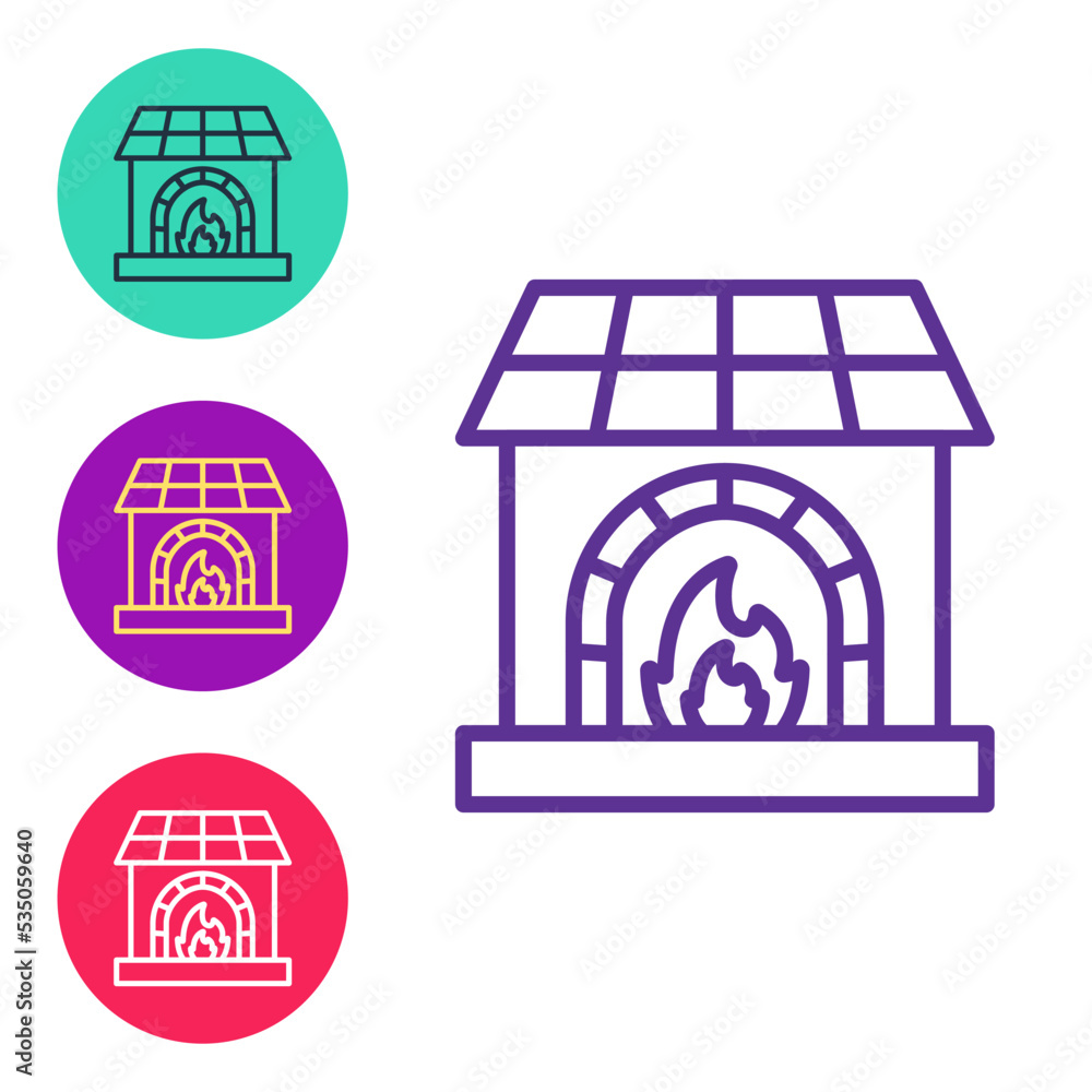 Set line Blacksmith oven icon isolated on white background. Set icons colorful. Vector Set line Blacksmith oven icon isolated on white background. Set icons colorful. Vector