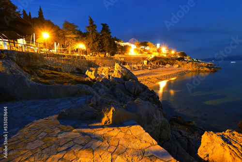 night summer view in popular Croatian resort - Rabac, Istria, Croatia, Europe.. exclusive - this image sell only on adobestock 