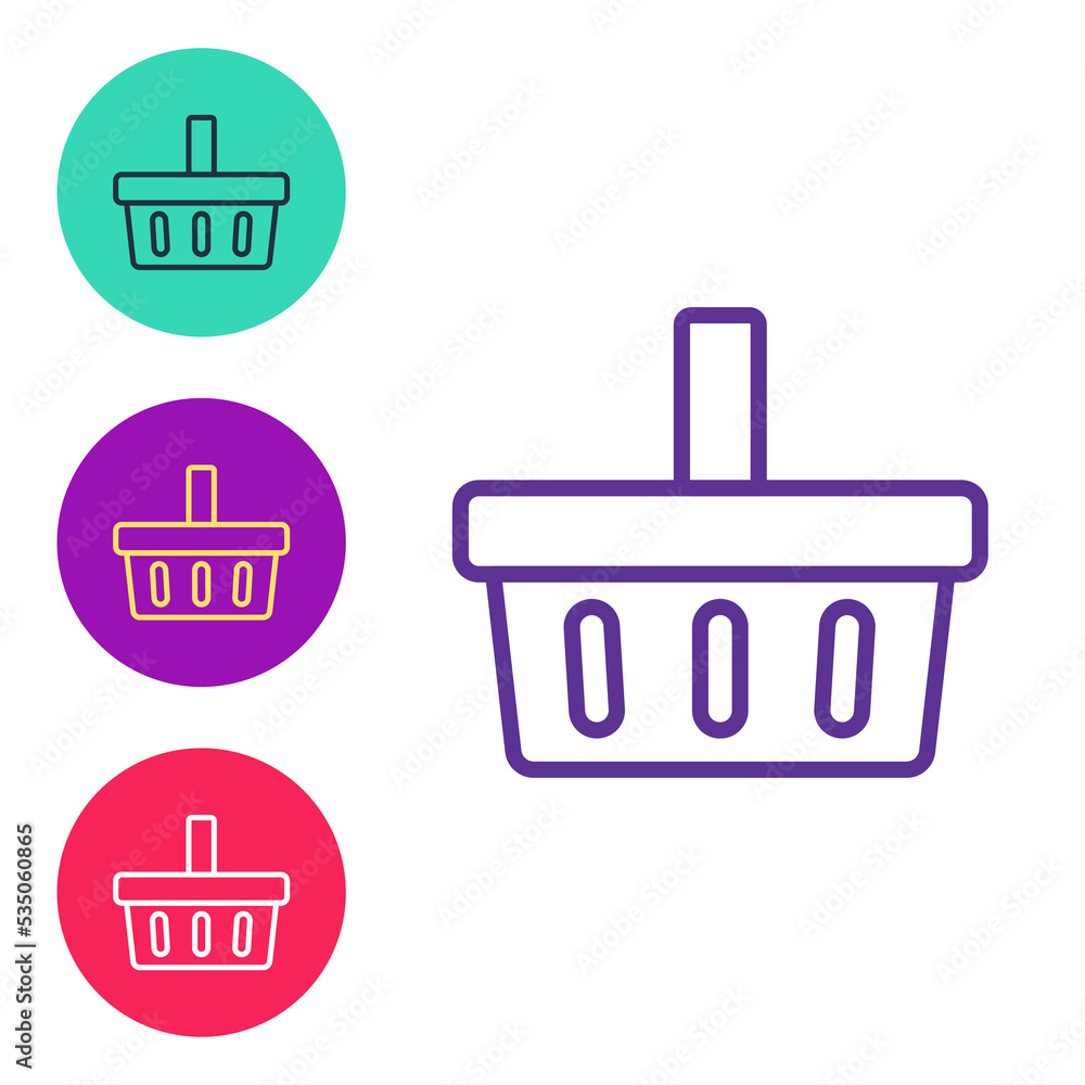 Set line Shopping basket icon isolated on white background. Online buying concept. Delivery service sign. Shopping cart symbol. Set icons colorful. Vector Set line Shopping basket icon isolated on white background. Online buying concept. Delivery service sign. Shopping cart symbol. Set icons colorful. Vector