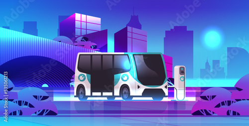 electric bus charging battery vehicle at recharging power station charger EV management zero emission transport
