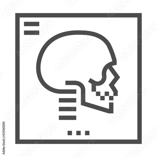 X ray, pixel perfect, editable stroke, up scalable square line vector icon.