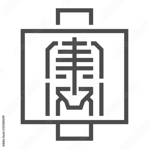 X ray, pixel perfect, editable stroke, up scalable square line vector icon.