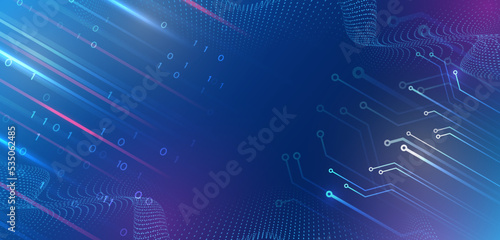 Wide Cyber security internet and networking concept. Hi-tech vector illustration with various technology elements. Abstract global sci fi concept. Digital internet communication on blue background.