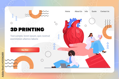 hand holding human transplantation heart organ model on 3d bio printer medical printing biological engineering bioprinting