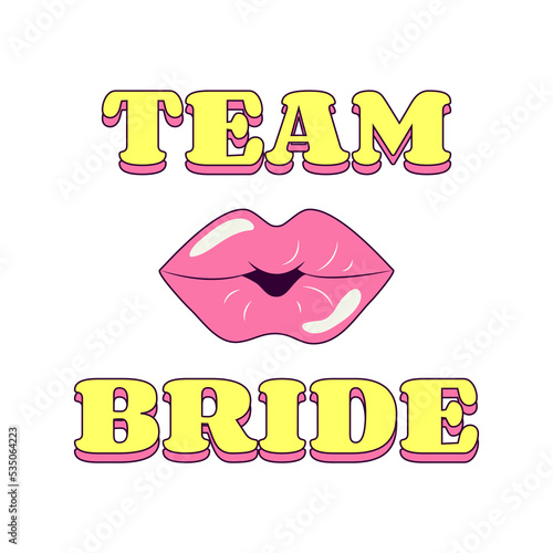 Team Bride witch Lips Bachelorette Party Temporary Sticker or Badge