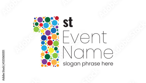 annual event or summit title starting with a number of order made with random colorful circles - 1st