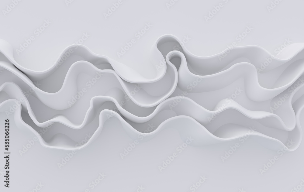 White fabric 3d rendering background with waves and curves. Dynamic wallpaper White fabric 3d rendering background with waves and curves. Dynamic wallpaper