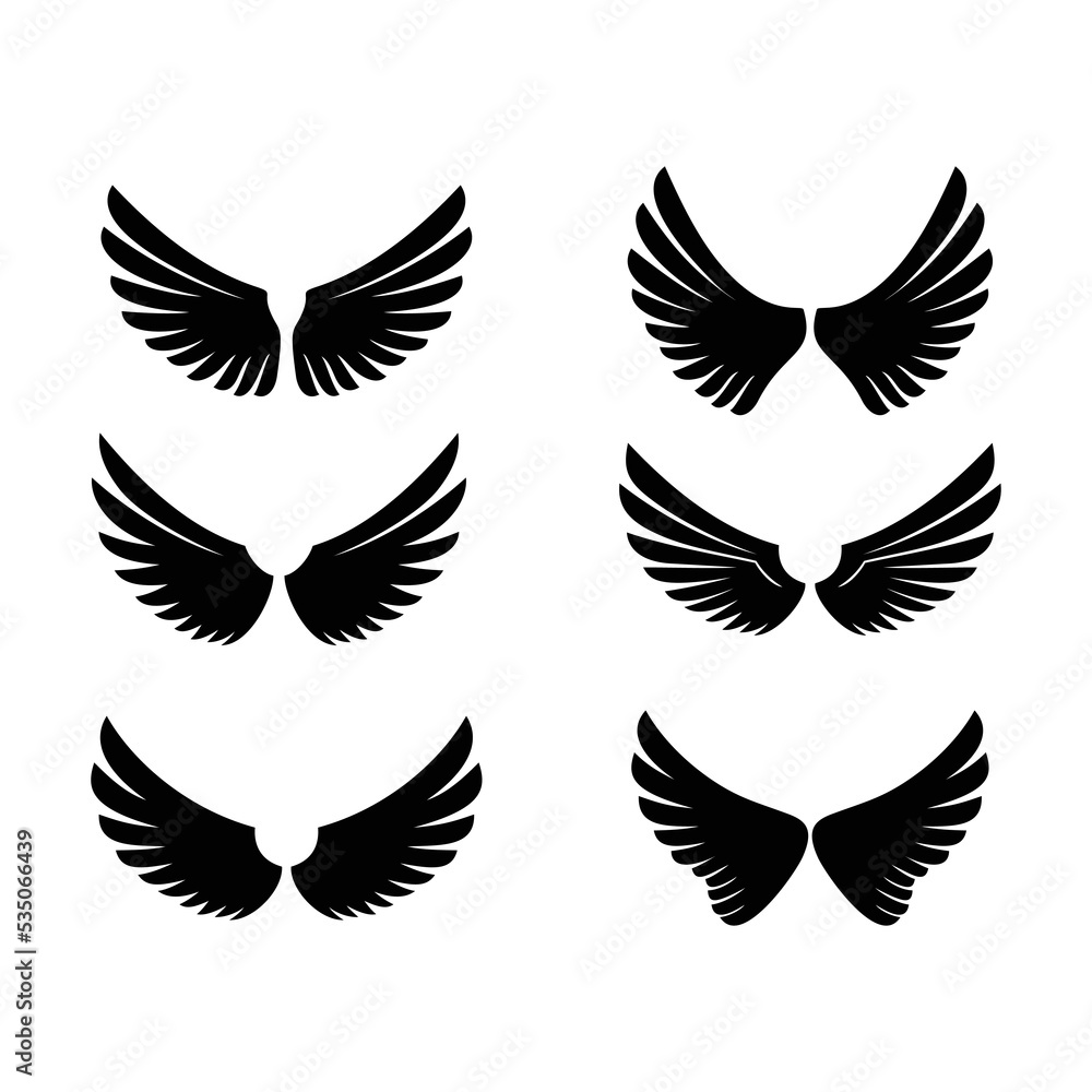 Set of wings. Wing icon. Wing logo design. Wing vector design illustration. Wing icon collection. Animal wing design conceptual. Set of wings. Wing icon. Wing logo design. Wing vector design illustration. Wing icon collection. Animal wing design conceptual.