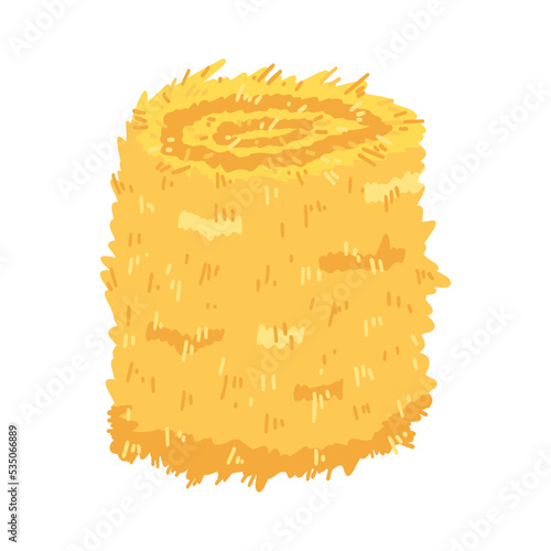 Agricultural haycock in cartoon flat style, rural hay rolled stack, dried farm haystack. Vector illustration of fodder straw