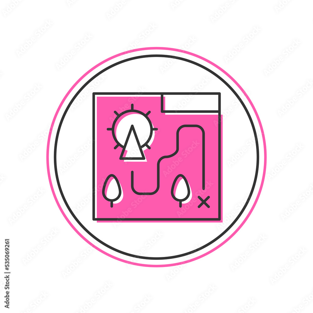 Filled outline Amusement park map icon isolated on white background. Entertainment in vacation. Vector Filled outline Amusement park map icon isolated on white background. Entertainment in vacation. Vector