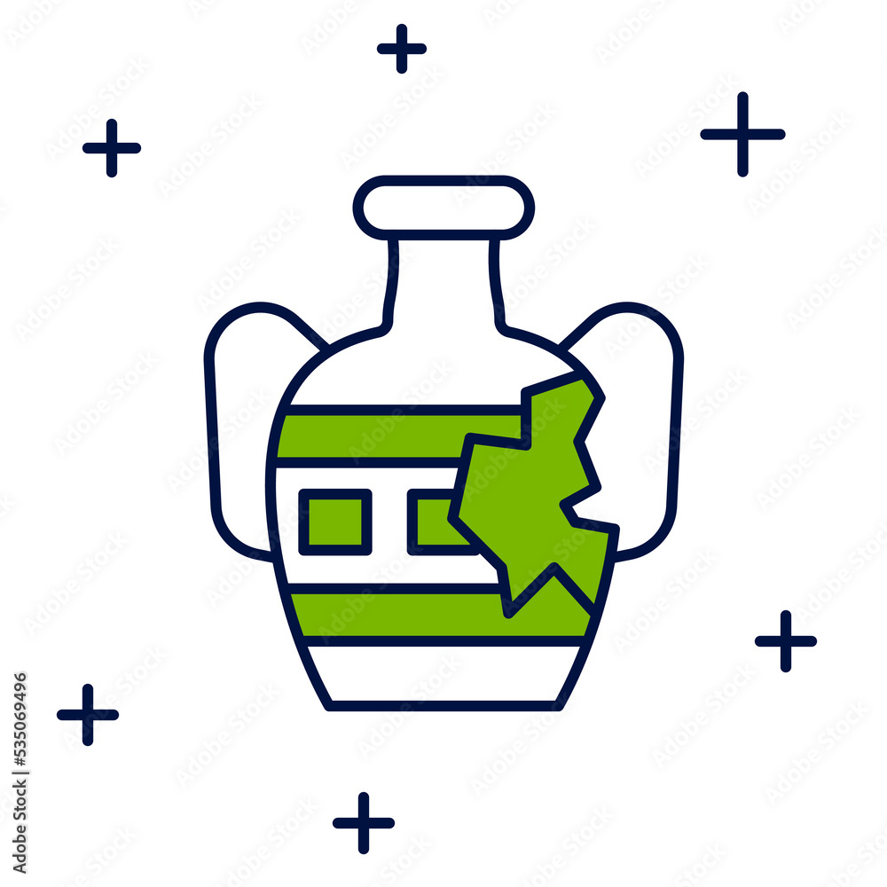 Fototapeta premium Filled outline Broken ancient amphorae icon isolated on white background. Vector