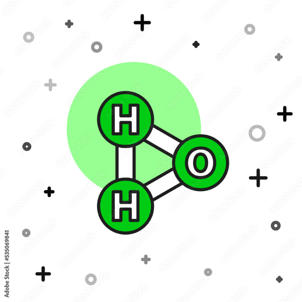 Filled outline Chemical formula for water drops H2O shaped icon isolated on white background. Vector Filled outline Chemical formula for water drops H2O shaped icon isolated on white background. Vector