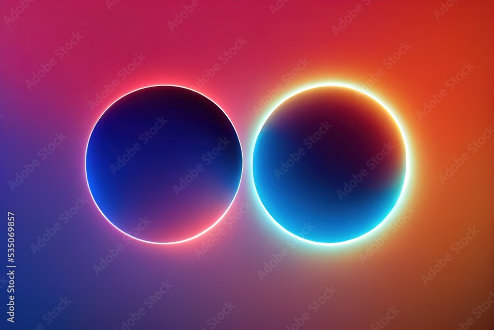 two tone neon color motion graphic on isolated background. Blue and pink light moving for element overlay. 3d render, Raster illustration.