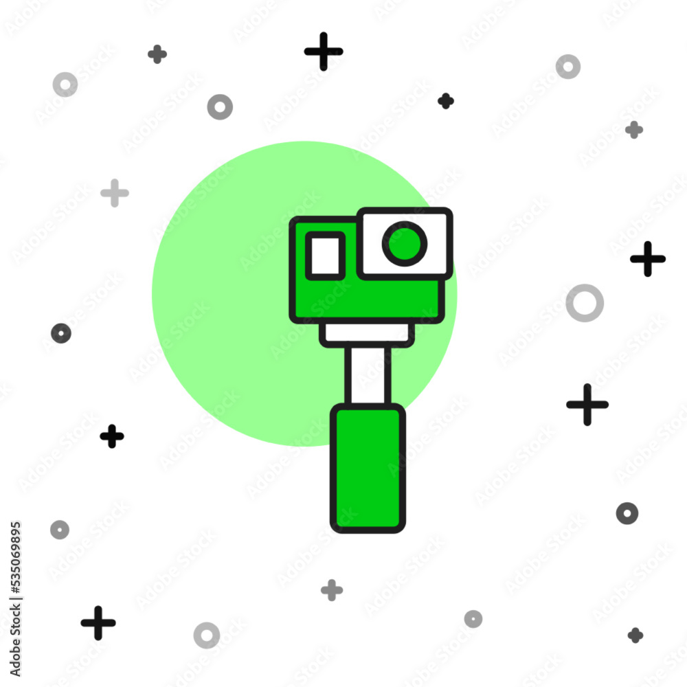 Filled outline Action extreme camera icon isolated on white background. Video camera equipment for filming extreme sports. Vector Filled outline Action extreme camera icon isolated on white background. Video camera equipment for filming extreme sports. Vector