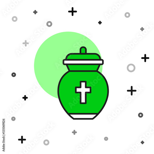 Filled outline Funeral urn icon isolated on white background. Cremation and burial containers, columbarium vases, jars and pots with ashes. Vector
