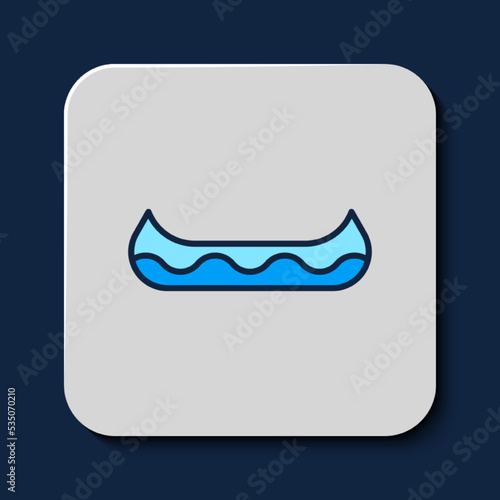 Filled outline Kayak and paddle icon isolated on blue background. Kayak and canoe for fishing and tourism. Outdoor activities. Vector