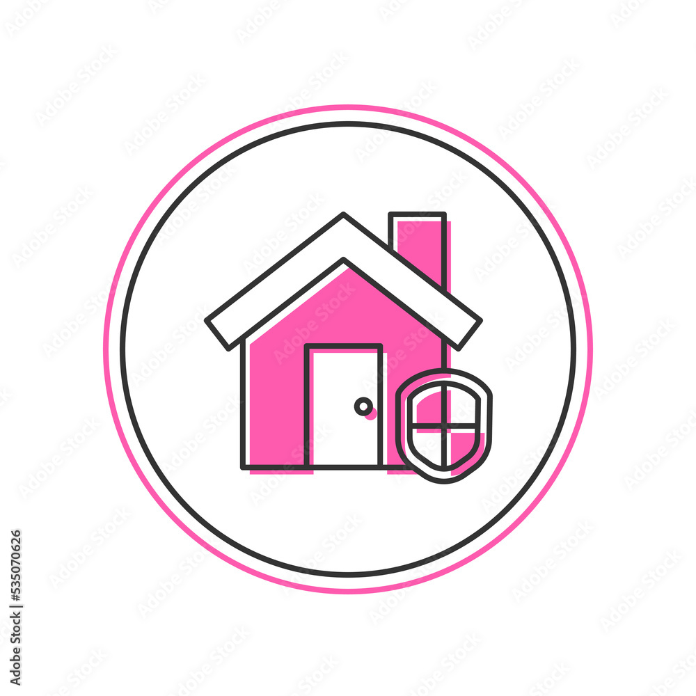 Filled outline House under protection icon isolated on white background. Home and shield. Protection, safety, security, protect, defense concept. Vector Filled outline House under protection icon isolated on white background. Home and shield. Protection, safety, security, protect, defense concept. Vector