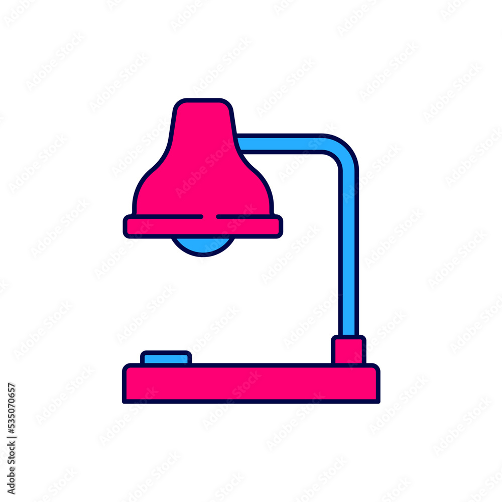 Filled outline Table lamp icon isolated on white background. Table office lamp. Vector Filled outline Table lamp icon isolated on white background. Table office lamp. Vector