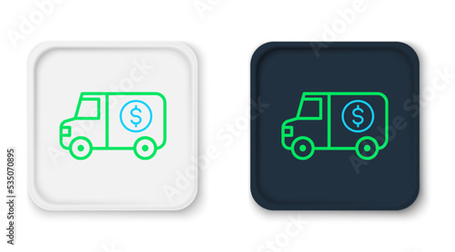 Line Armored truck icon isolated on white background. Colorful outline concept. Vector