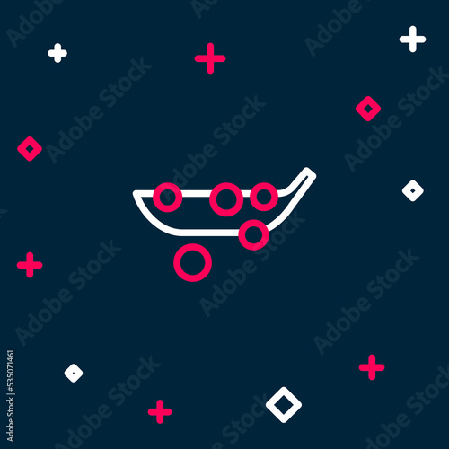 Line Peas icon isolated on blue background. Colorful outline concept. Vector