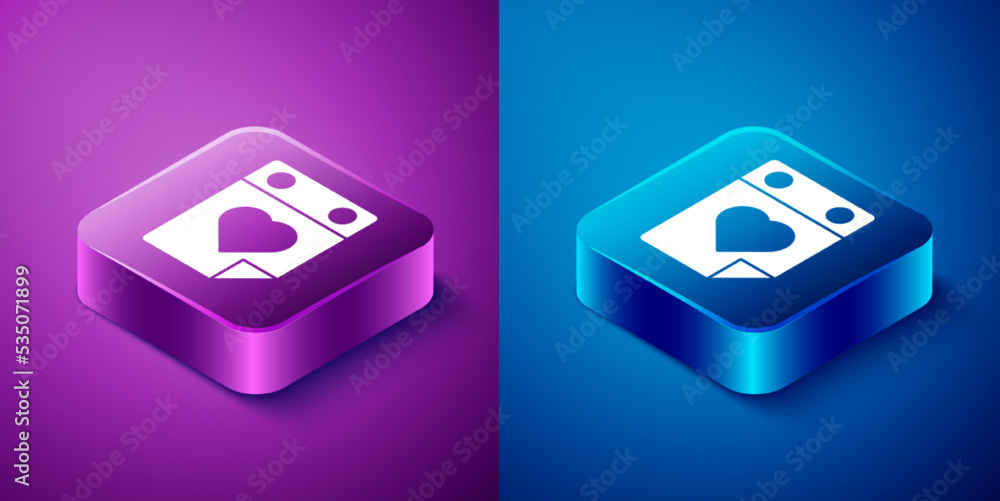 Isometric Doctor appointment icon isolated on blue and purple background. Calendar, planning board, agenda, consultation doctor. Square button. Vector Isometric Doctor appointment icon isolated on blue and purple background. Calendar, planning board, agenda, consultation doctor. Square button. Vector