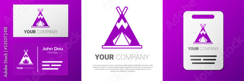 Logotype Traditional indian teepee or wigwam icon isolated on white background. Indian tent. Logo design template element. Vector