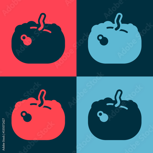 Pop art Pumpkin icon isolated on color background. Happy Halloween party. Vector