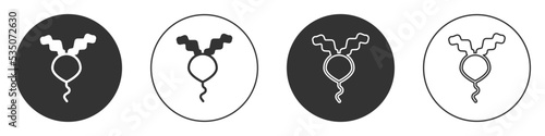 Black Radish icon isolated on white background. Circle button. Vector