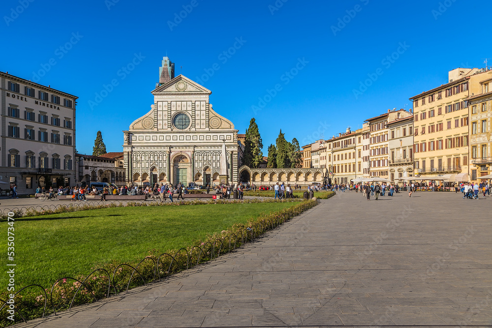 Florence, Italy. Basilica of Santa Maria Novella (XIII - XIV centuries) on the square of the same name